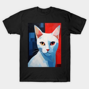 White Cubism Cat T-Shirt